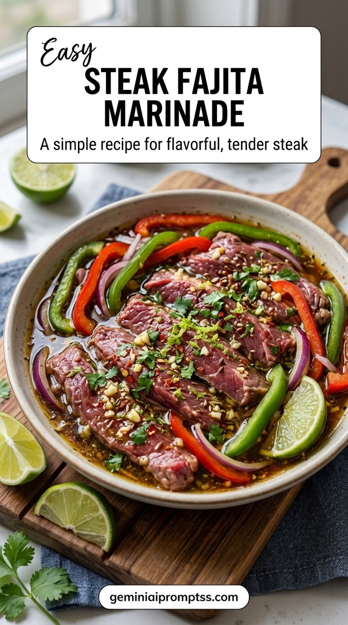 Easy Steak Fajita Marinade finished recipe with thin-cut steak