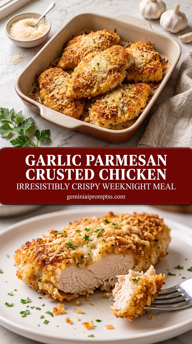 Garlic Parmesan Crusted Chicken finished dish with garlic parmesan crusted chicken