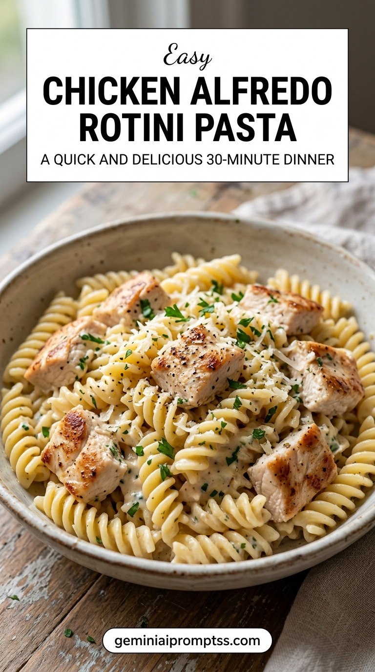 Chicken Alfredo Rotini Pasta finished recipe