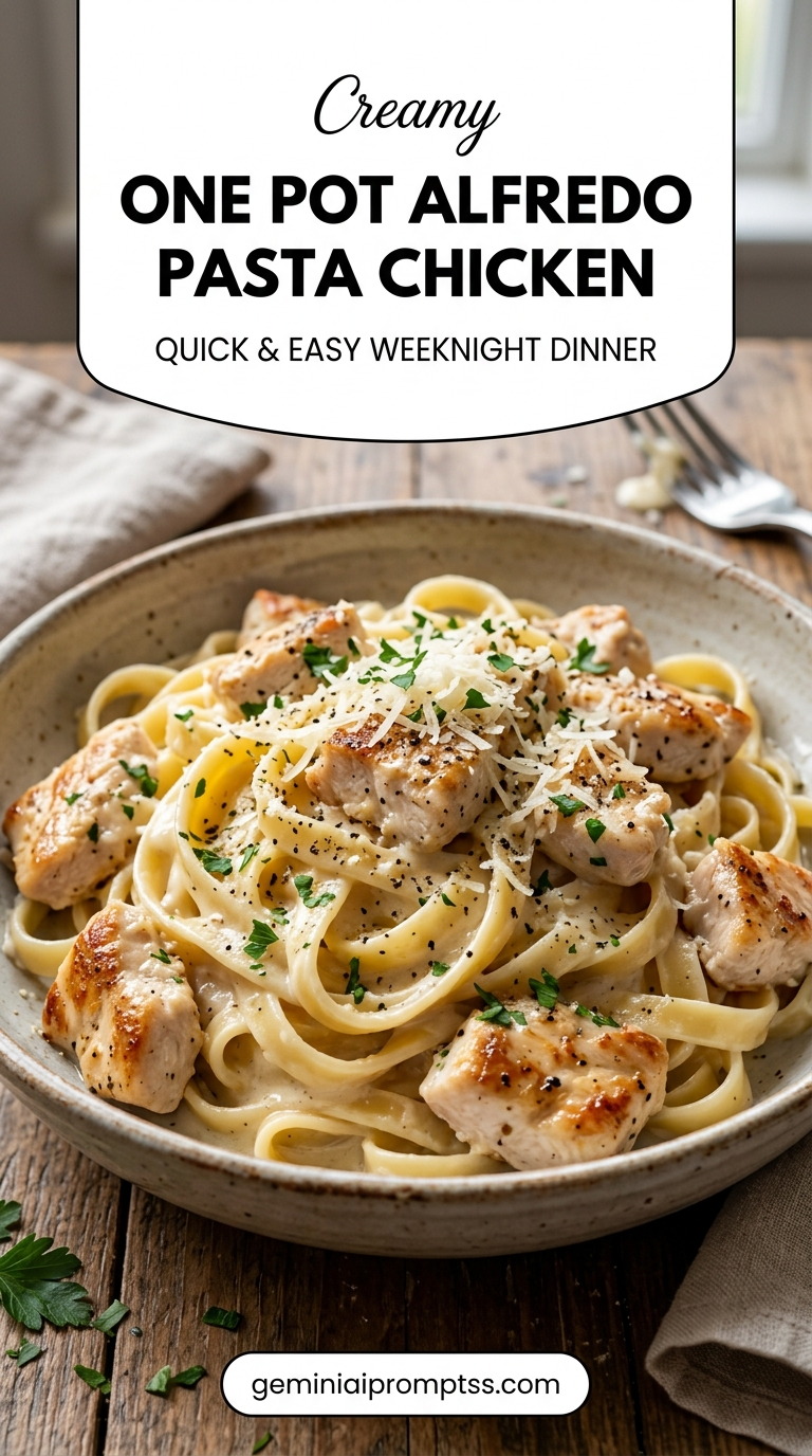 One Pot Alfredo Pasta Chicken finished recipe
