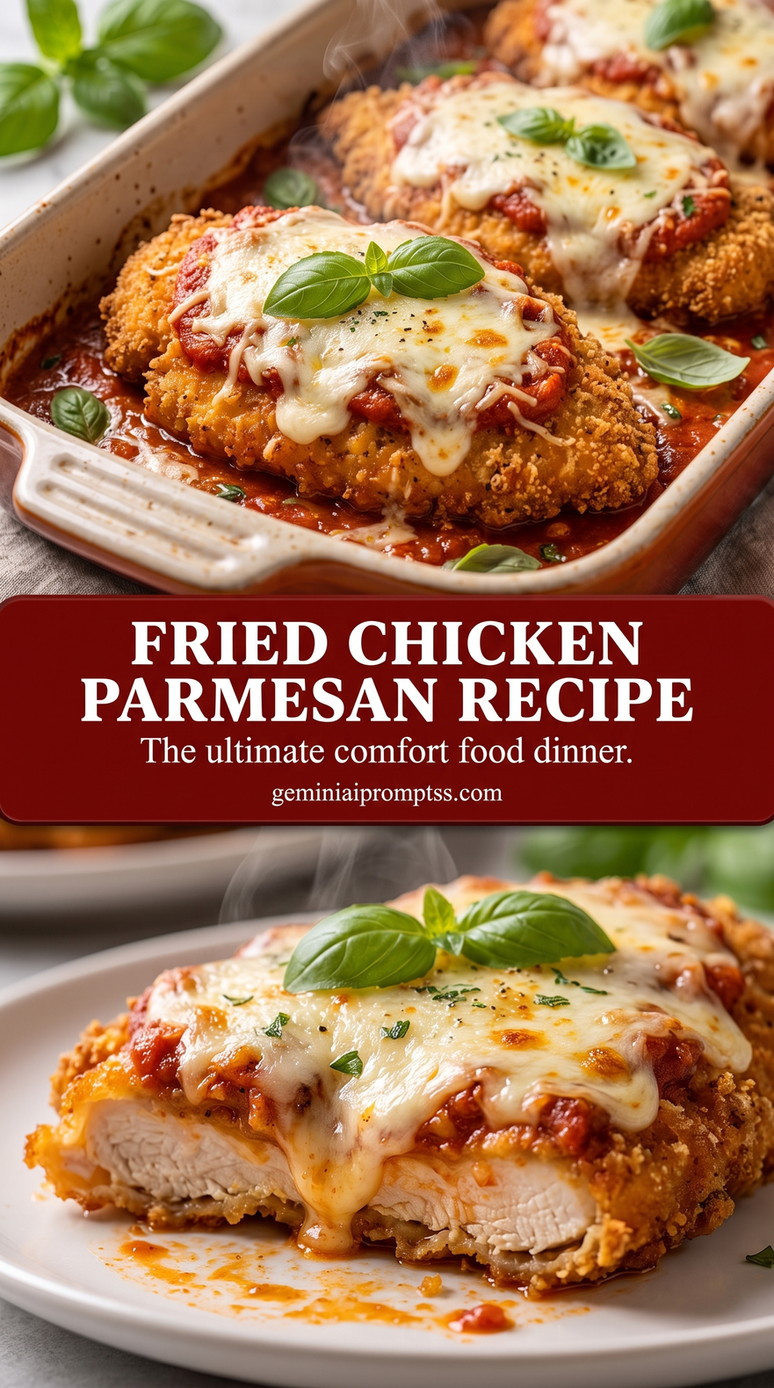 Fried chicken parmesan recipe showing golden Parmesan-crusted chicken with a crisp browned coating