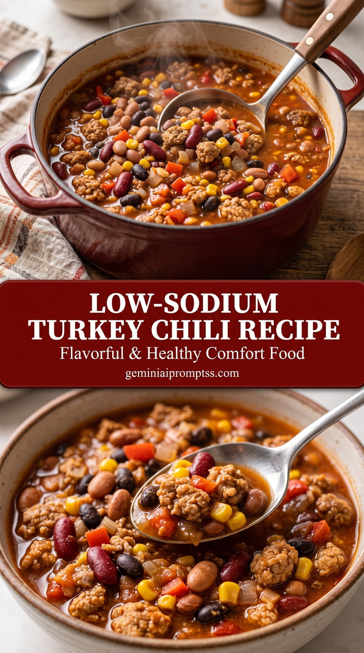 low-sodium turkey chili recipe with a low-sodium turkey chili with ground turkey, mixed beans, corn, tomato, and peppers