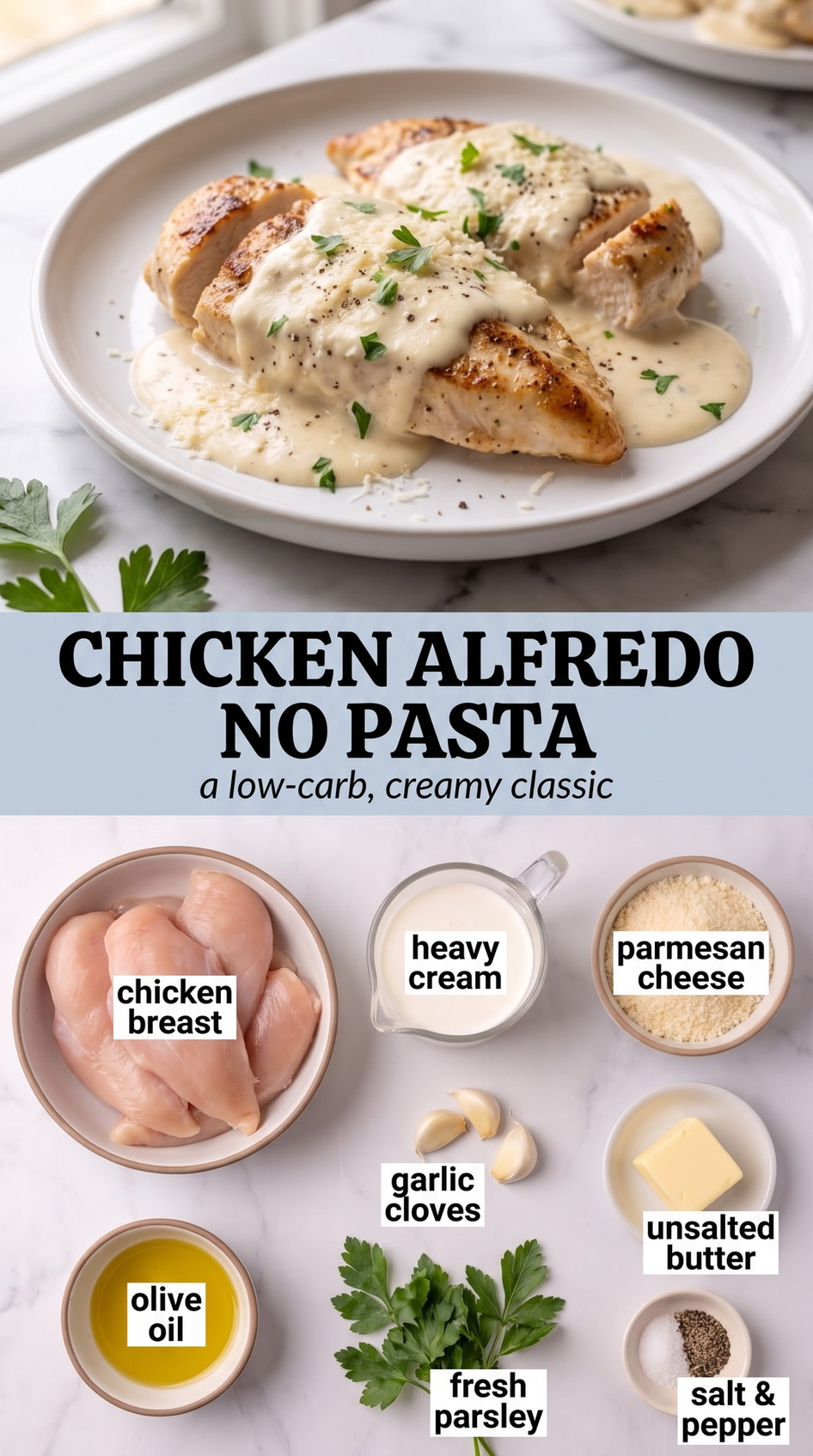 Creamy Chicken Alfredo with Broccoli - creamy chicken pasta coated in garlic Parmesan sauce