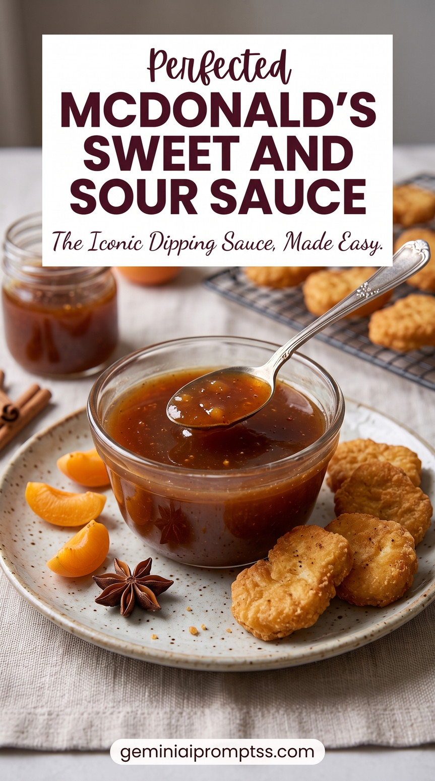 McDonald's sweet and sour sauce showing a smooth copycat-inspired nugget sauce with apricot, peach, citrus, and warm spice