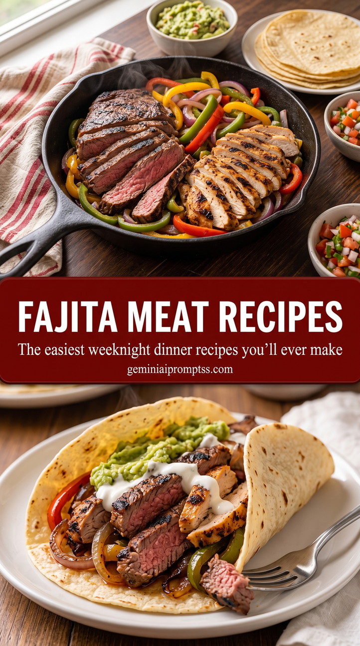 Skillet Steak and Chicken Fajita Meat finished dish with browned steak and chicken strips with colorful peppers and onions
