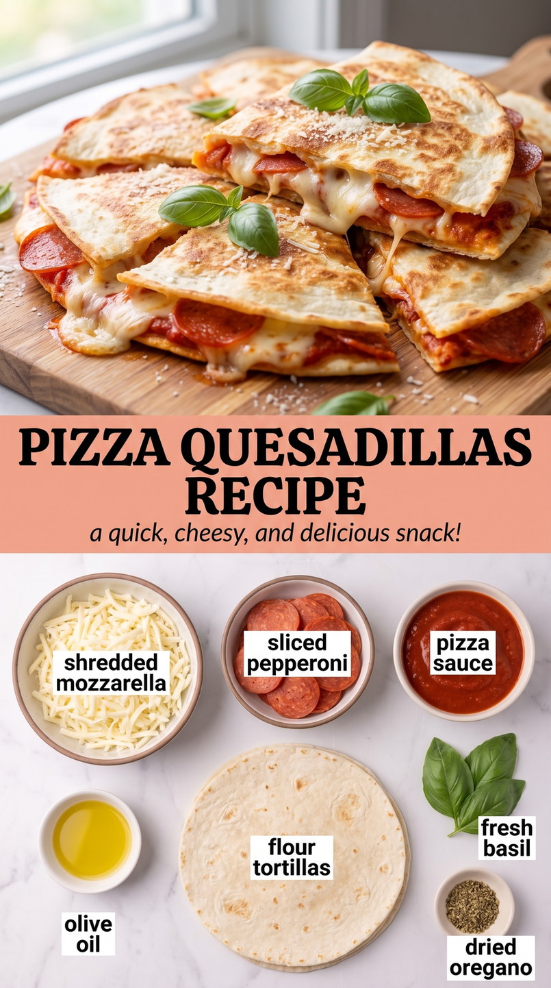 Pepperoni Pizza Quesadillas - golden crisp quesadilla wedges with melted cheese and a savory filling