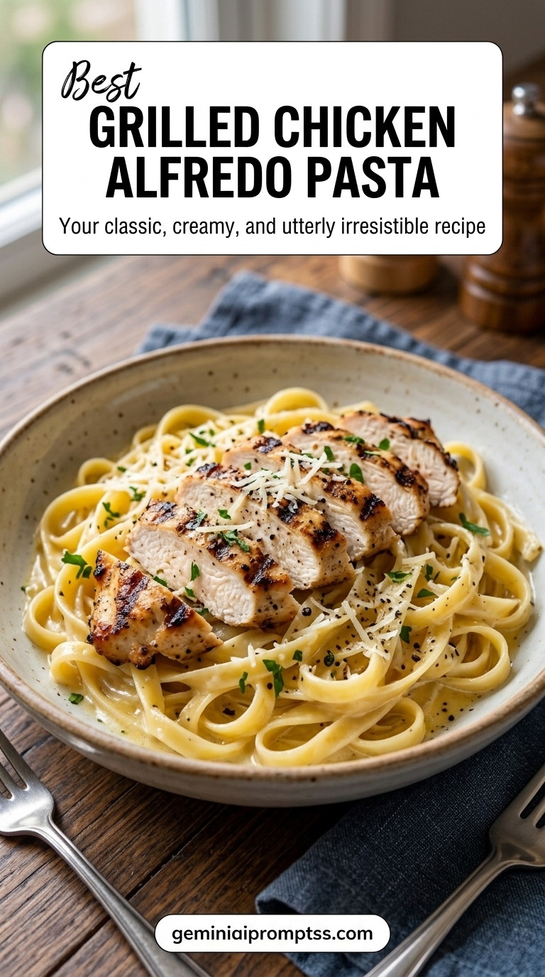 Grilled Chicken Alfredo Pasta Recipes finished recipe with a simple home-cooked method