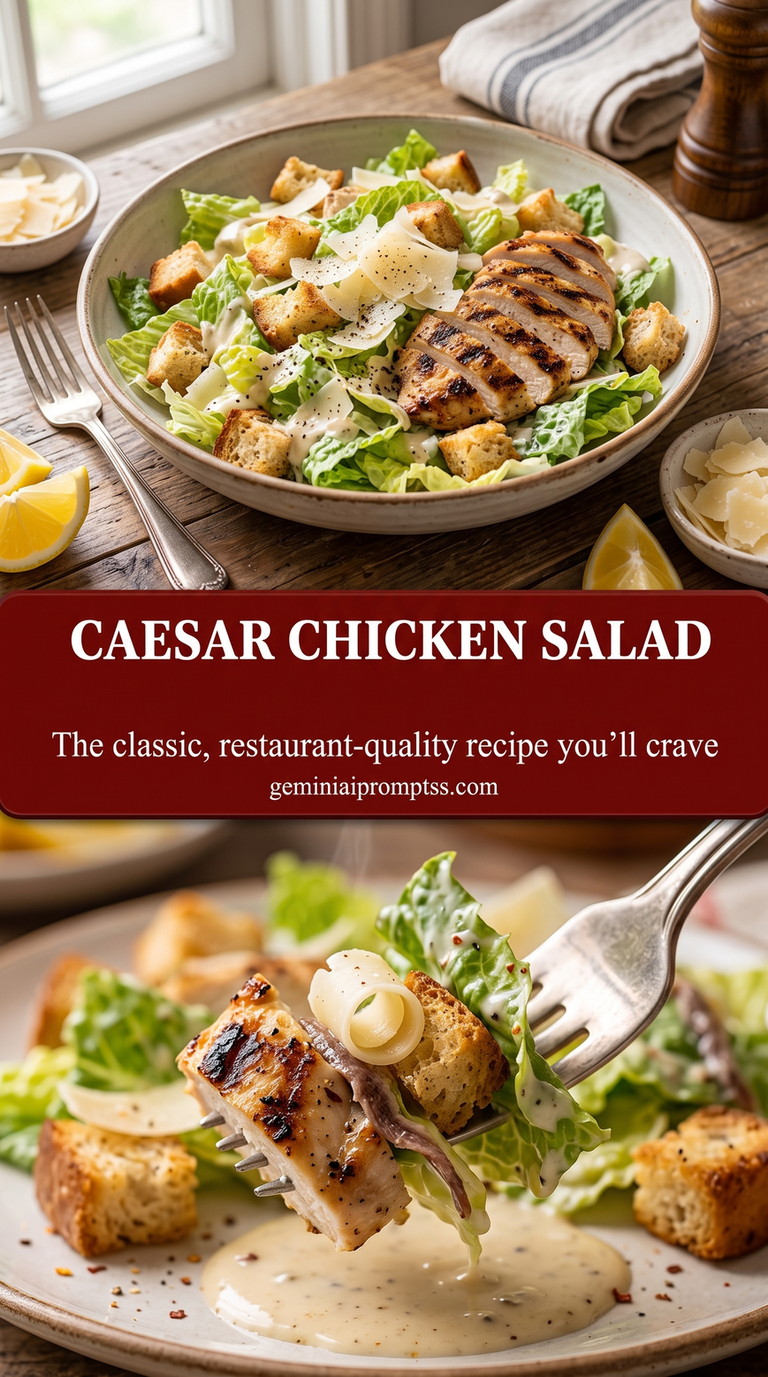 Grilled Caesar Chicken Salad with Croutons finished dish with grilled caesar chicken salad with croutons