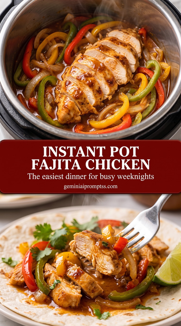 Instant Pot chicken fajitas with peppers with quick-cooked chicken, peppers, onions, and lime