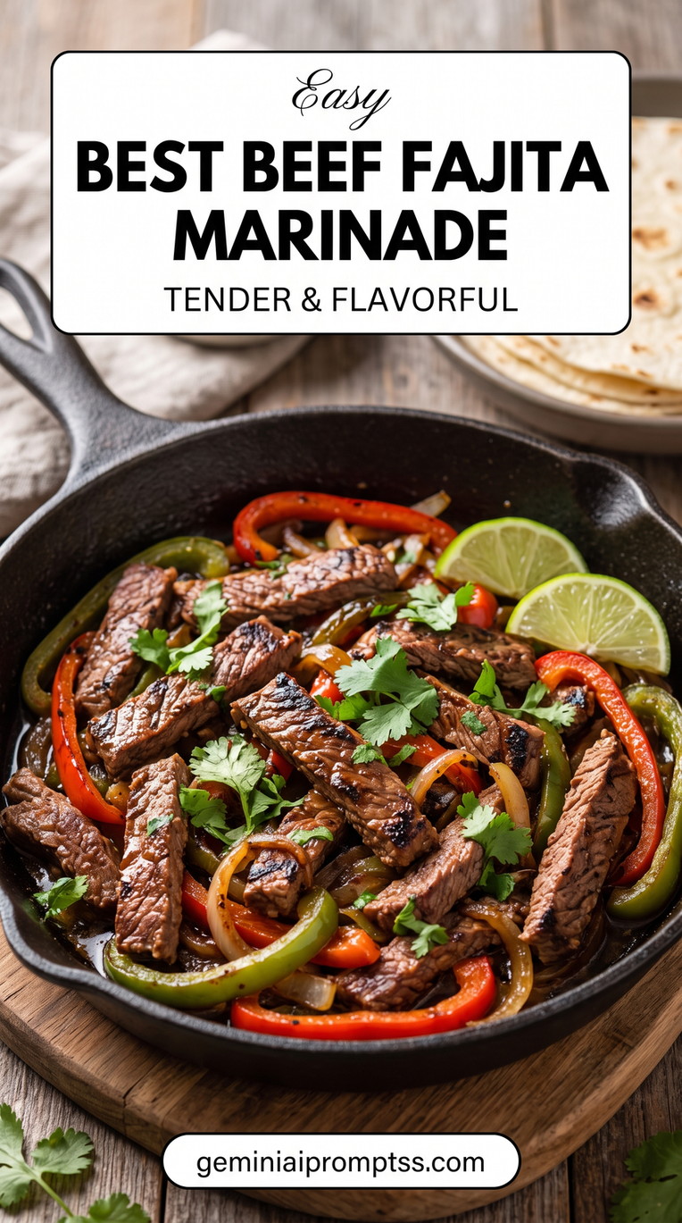 Skirt-Steak Fajita Marinade with steak, bell peppers, onion, lime