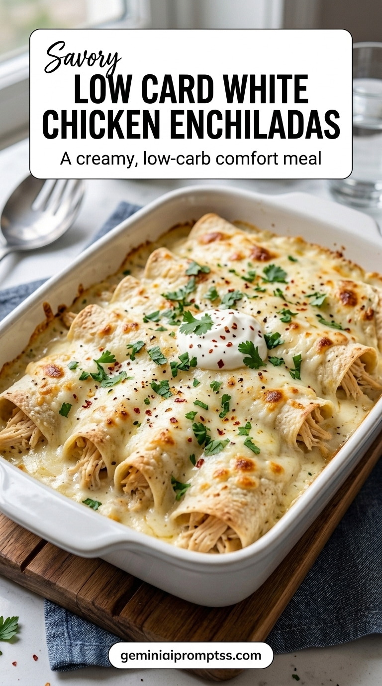 Low Carb White Chicken Enchiladas finished recipe with a simple home-cooked method