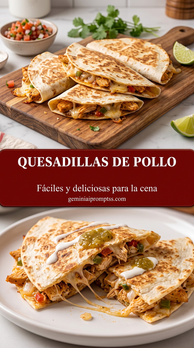 Quesadillas de Pollo with golden folded tortillas filled with chicken, melted cheese, and colorful savory filling