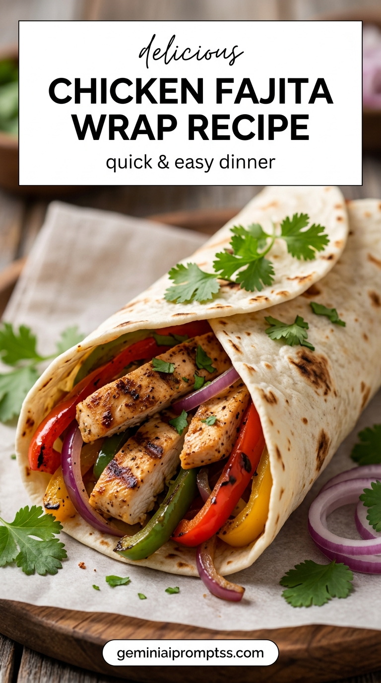 Chicken Fajita Wrap Recipe finished dish with bell peppers, onion
