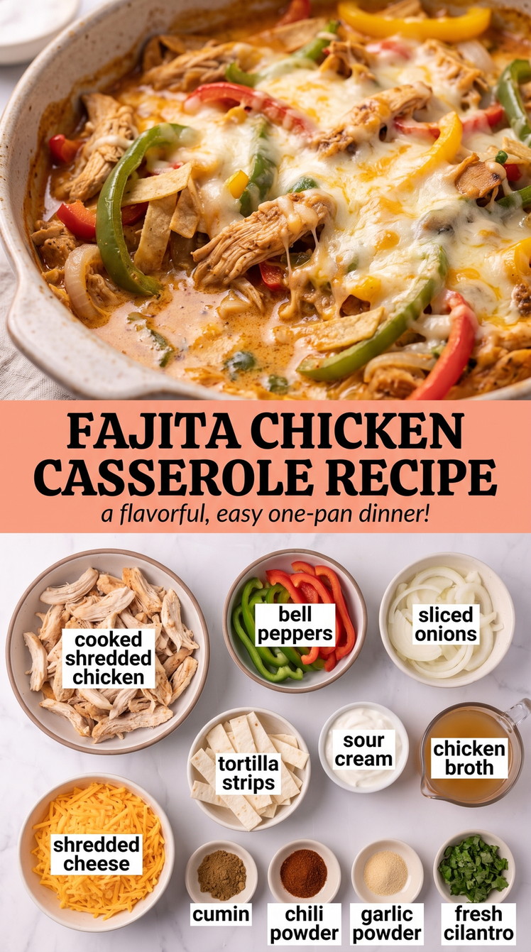 Chicken Fajita Casserole - sizzling fajita-style protein with colorful peppers and onions