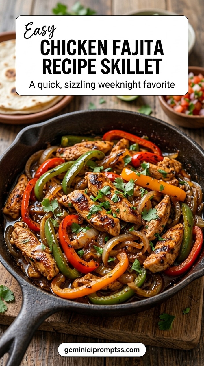 Easy Chicken Fajita Recipe Skillet finished recipe with one-pan skillet cooking