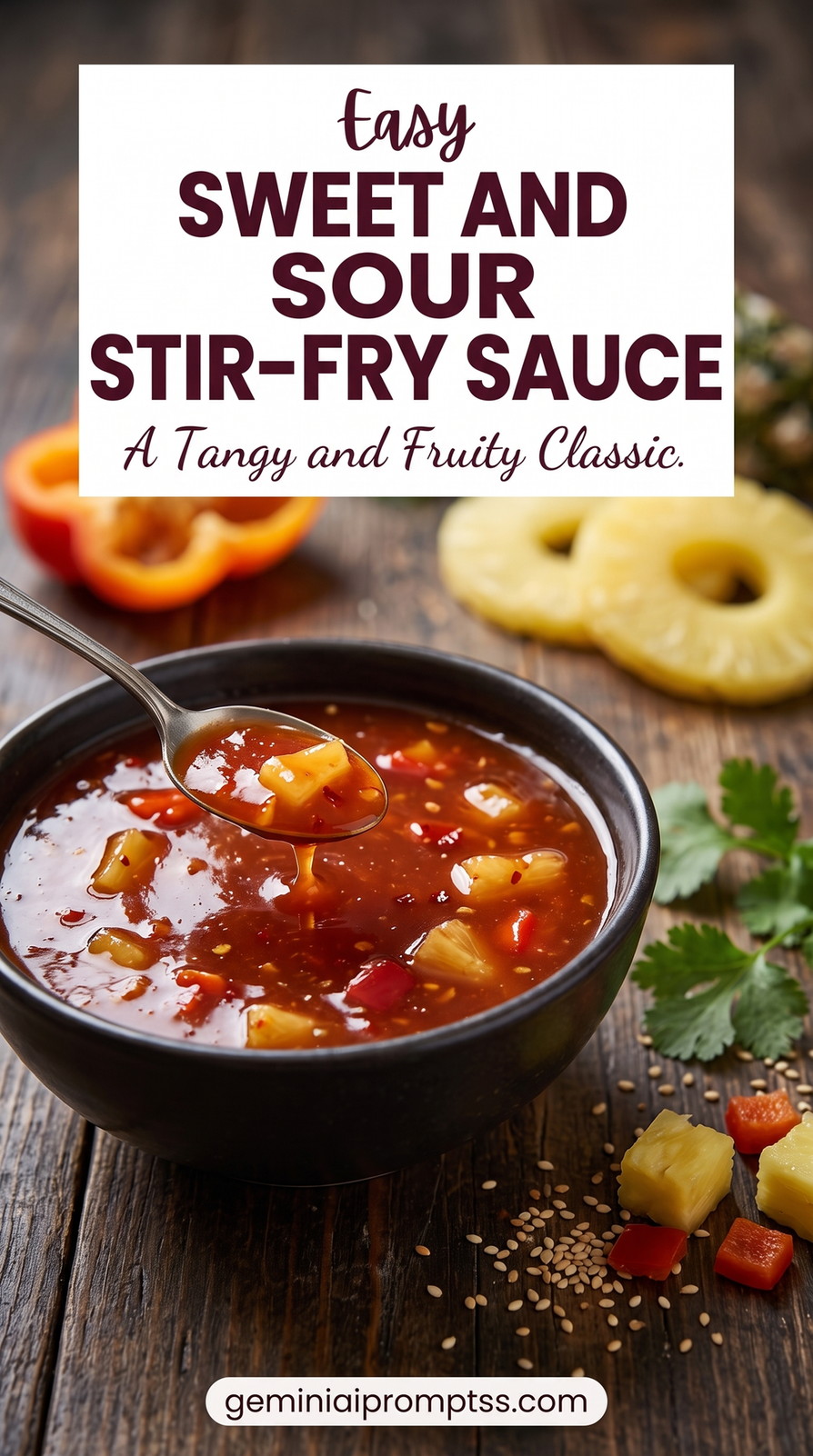 Sweet and sour stir-fry sauce showing a high-volume sauce built to coat chicken, tofu, or three cups of vegetables