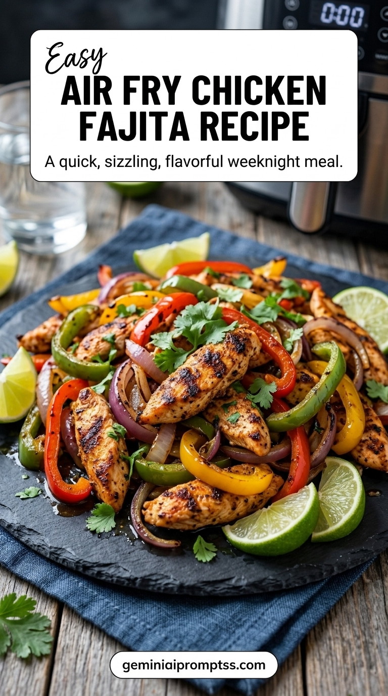 Air Fry Chicken Fajita Recipe finished recipe with air-fryer cooking