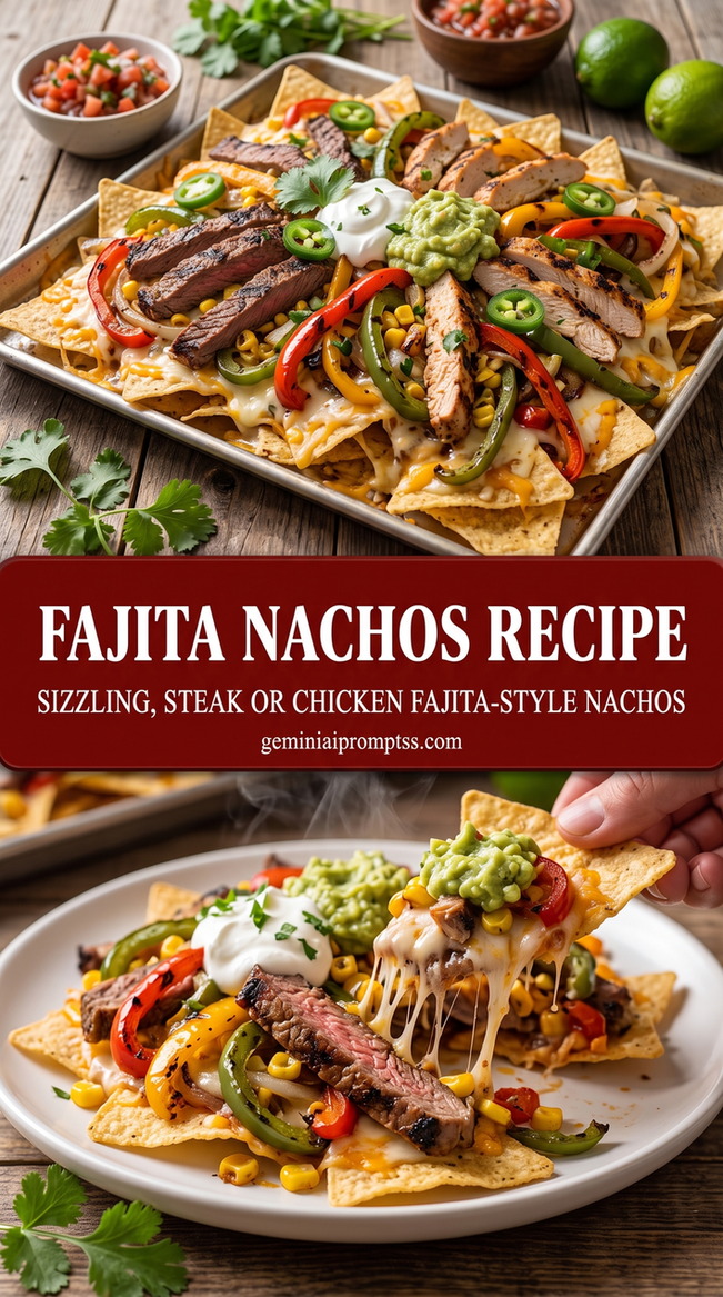 Loaded Steak and Chicken Fajita Nachos finished dish with loaded steak and chicken fajita nachos
