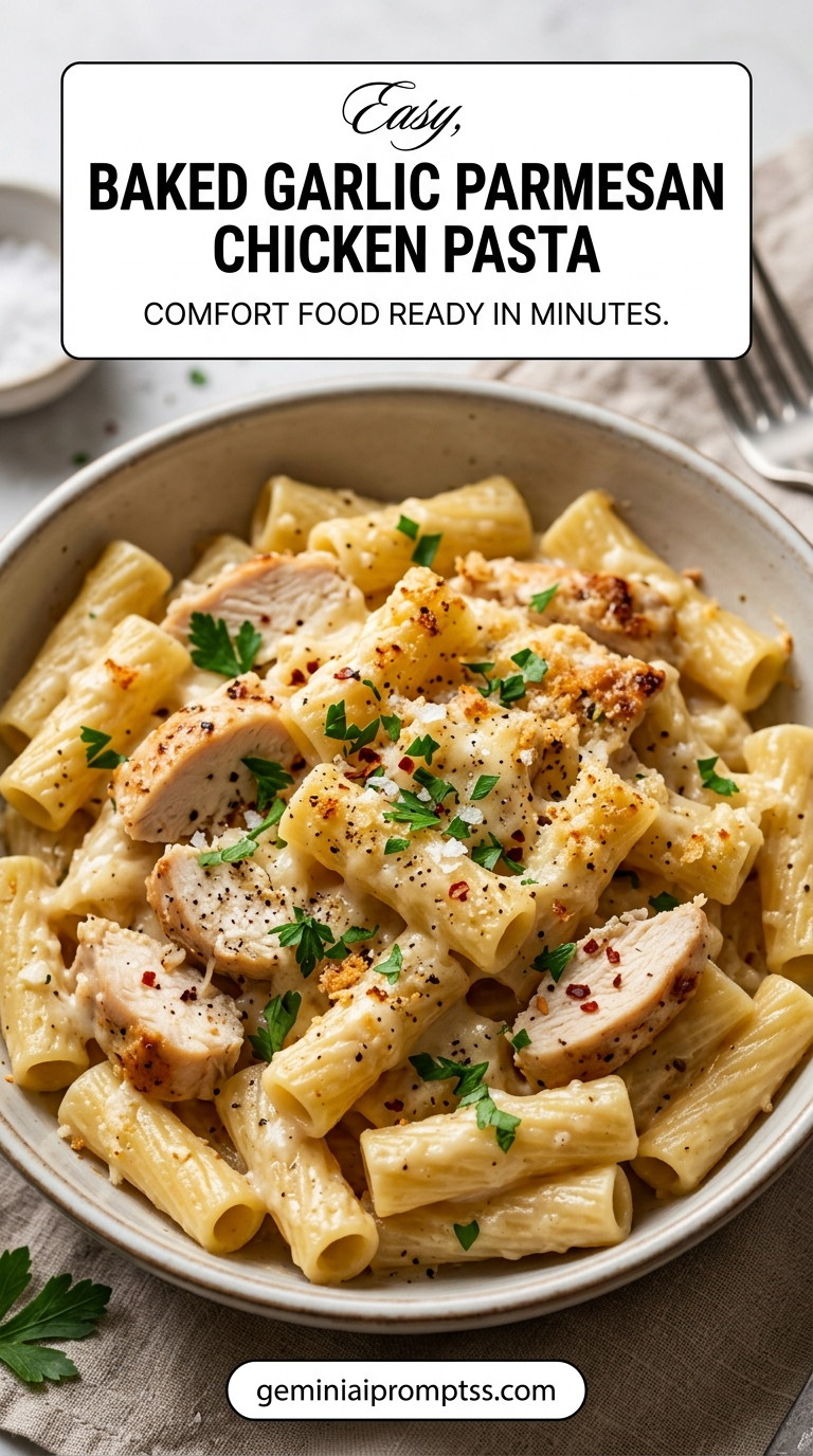 Baked Garlic Parmesan Chicken Pasta finished recipe