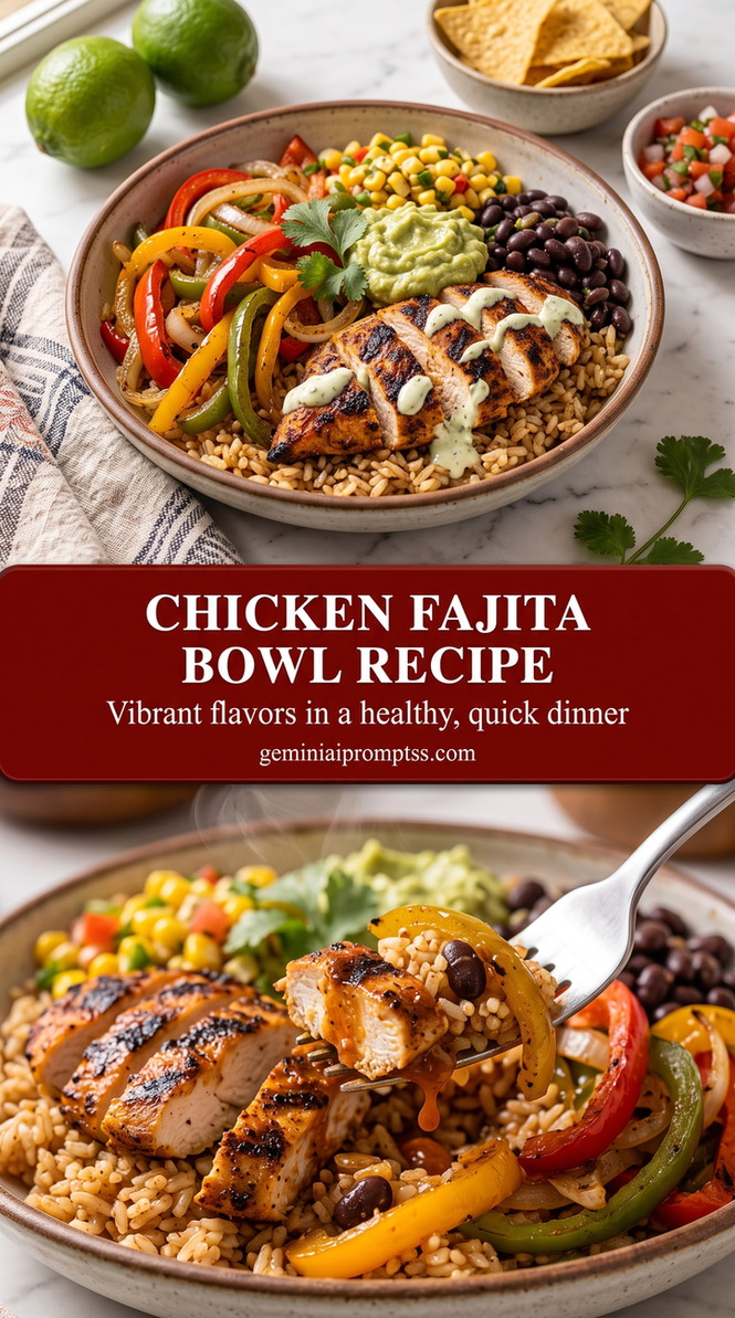 Chicken Fajita Bowl with Brown Rice finished dish with chicken fajita bowl with brown rice