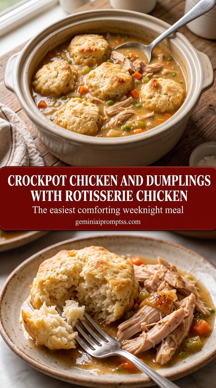 crockpot chicken and dumplings with rotisserie chicken with crockpot chicken and dumplings with rotisserie chicken, carrots, celery, broth, herbs, and biscuit dumplings