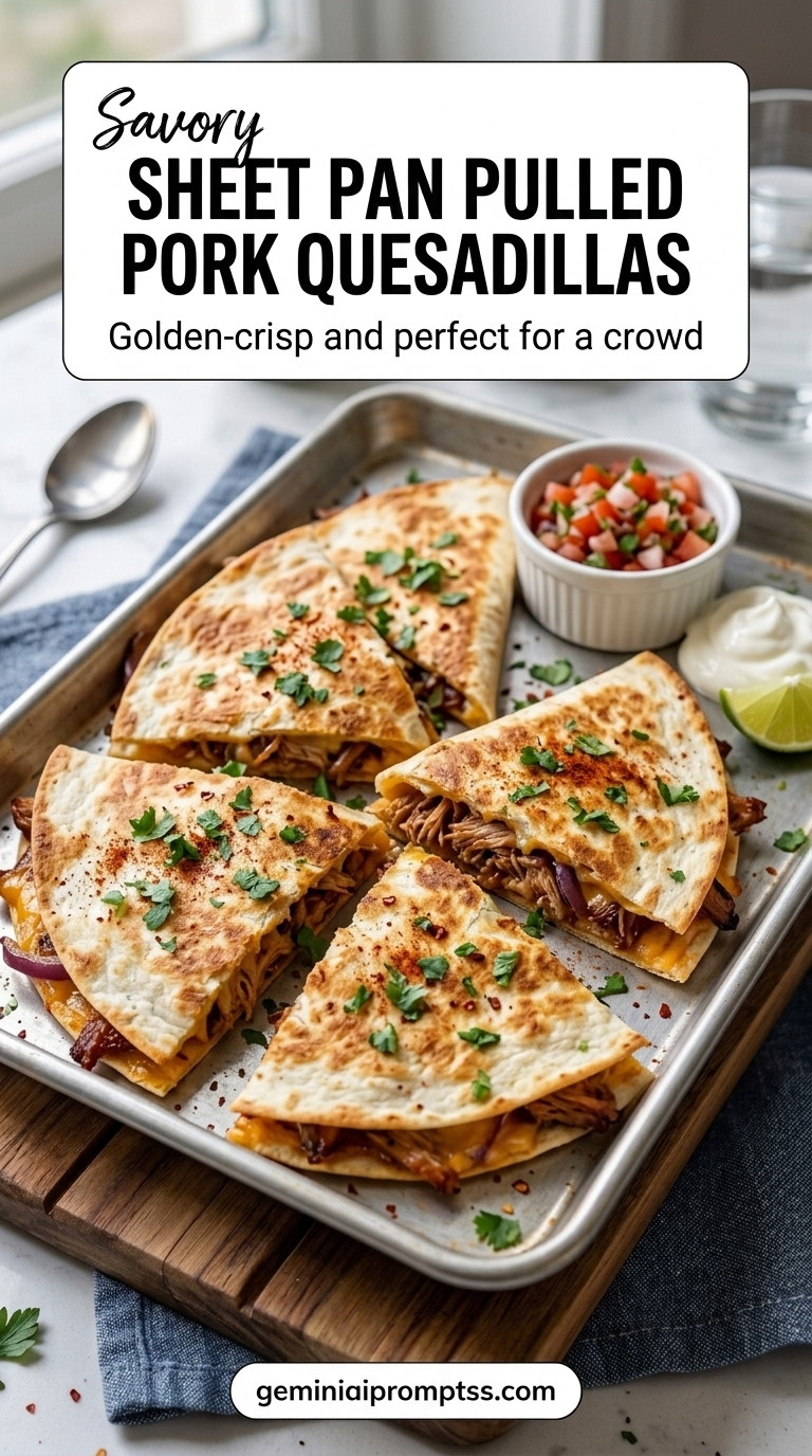 Sheet Pan Pulled Pork Quesadillas finished recipe with tender pulled pork