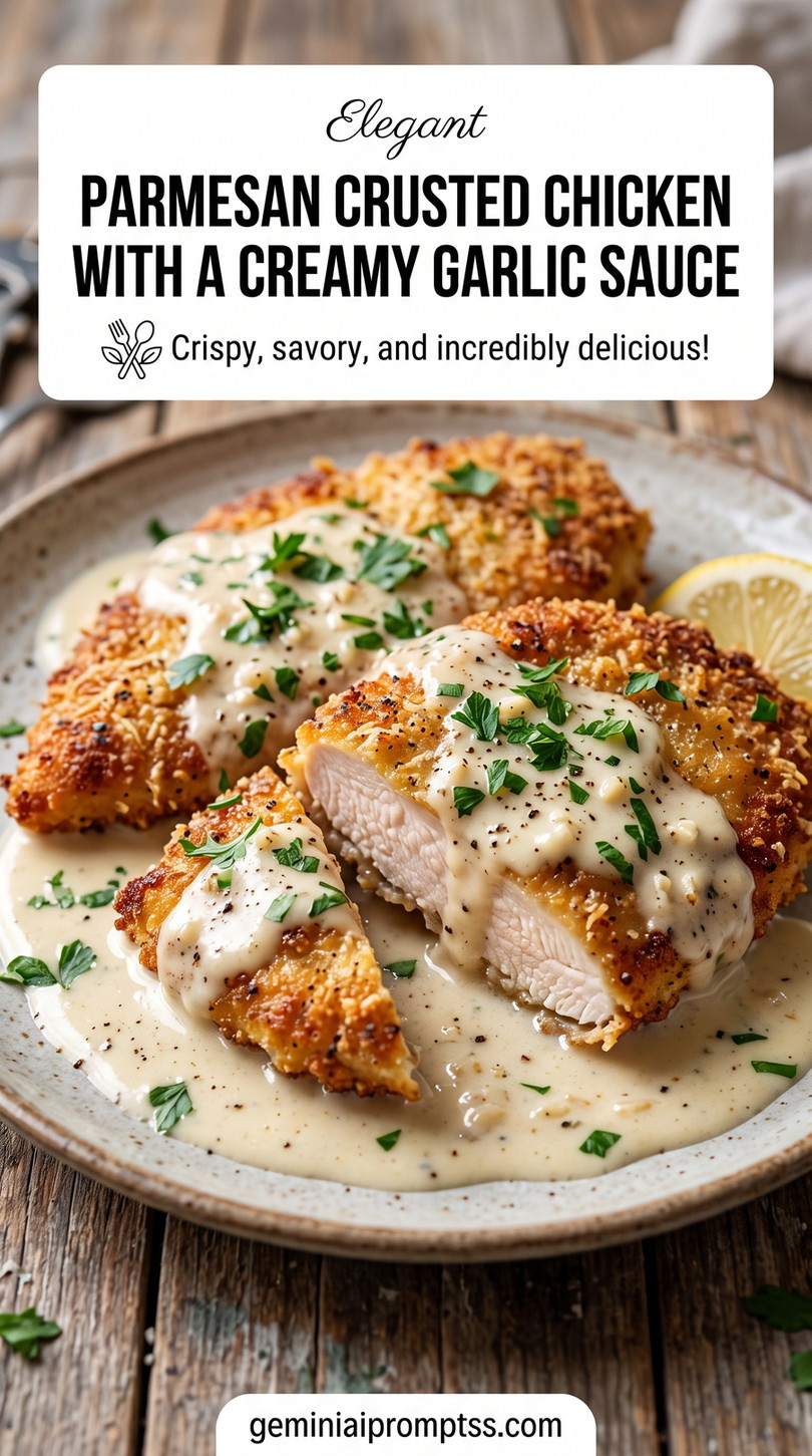 Baked Caesar Chicken with Creamy Parmesan Sauce with baked chicken, creamy Parmesan sauce, herbs