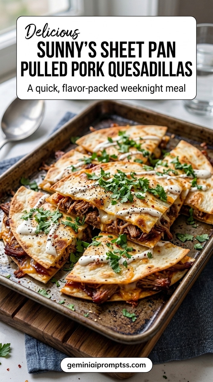 Sunny’S Sheet Pan Pulled Pork Quesadillas finished recipe with tender pulled pork