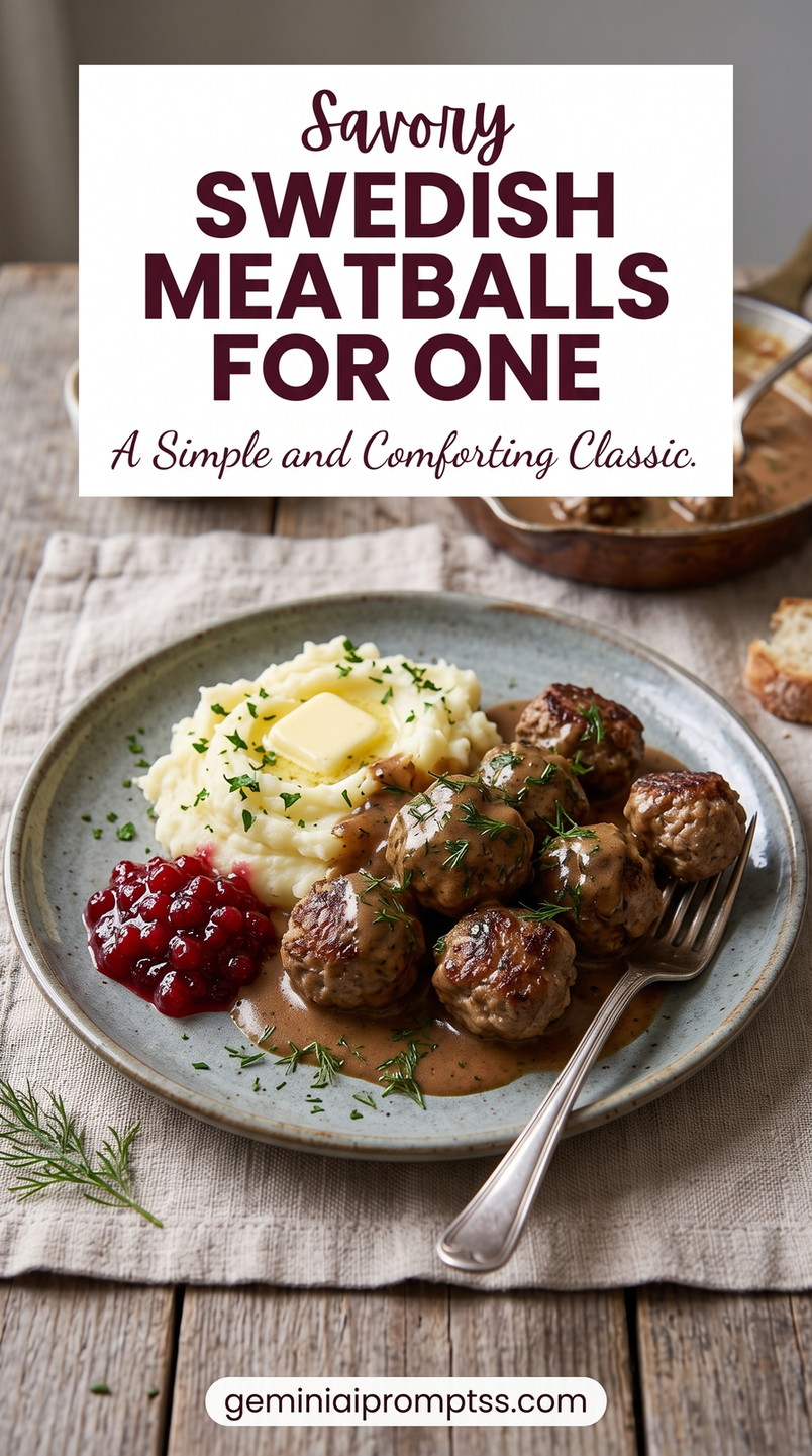 Swedish meatballs for one showing a carefully scaled single serving with no awkward partial pan of leftovers