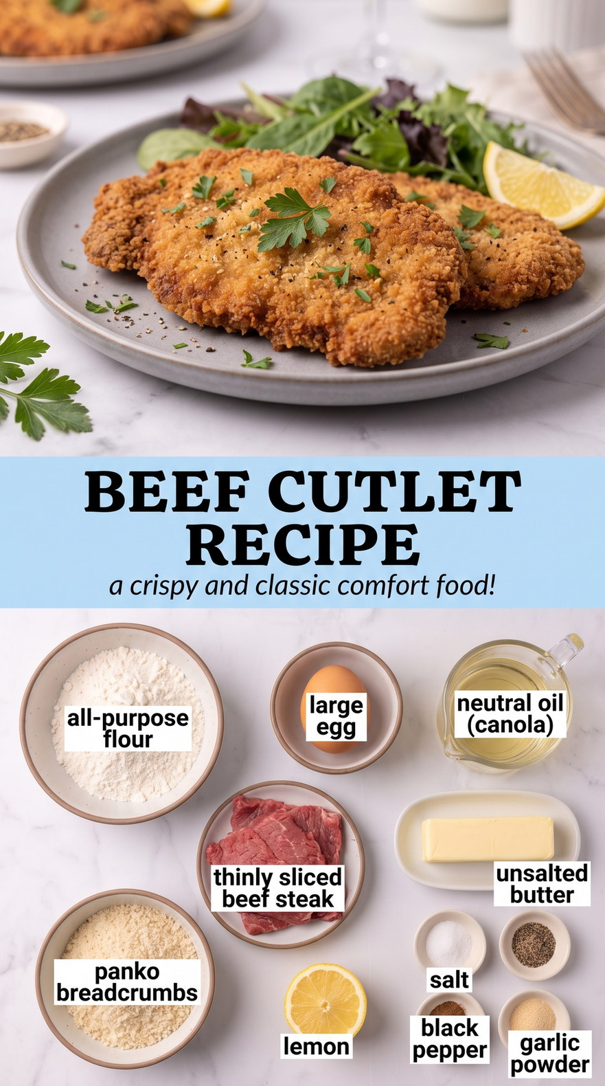 Beef Cutlets with Onion Gravy prepared as a finished beef cutlet recipe recipe with browned cutlets ready to serve