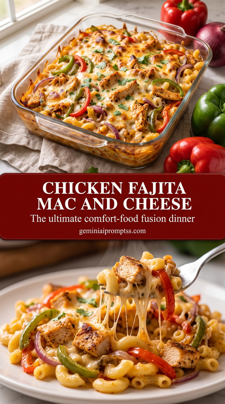 Chicken Fajita Mac and Cheese finished dish with chicken fajita mac and cheese