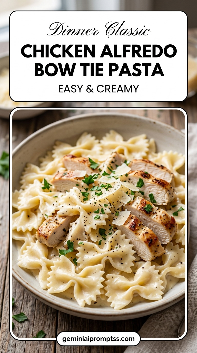 Bow Tie Pasta Recipes Chicken Alfredo finished recipe