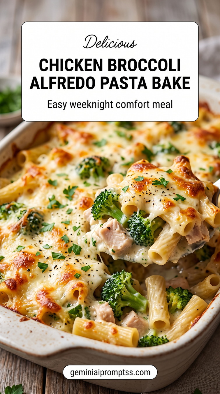 Easy Baked Chicken Alfredo Pasta with creamy sauce, chicken, pasta, Parmesan