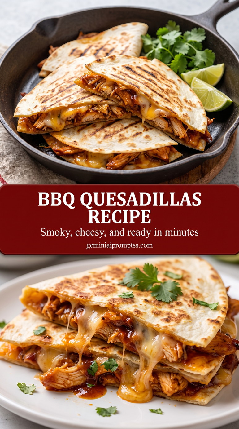 BBQ chicken quesadillas with smoky sauce with smoky barbecue chicken, red onion, crisp tortillas, and melted cheese