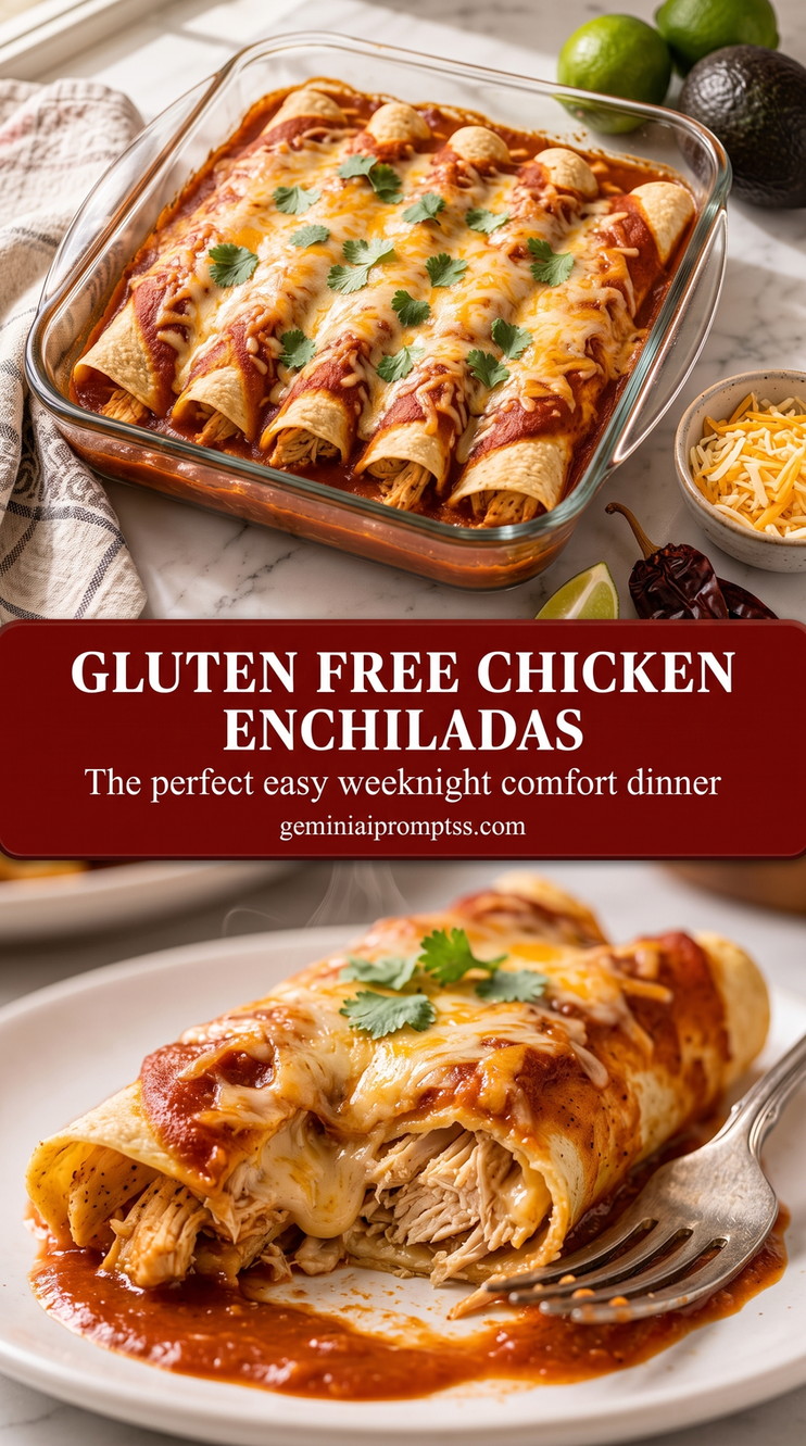 Gluten-Free Chicken Enchiladas with Corn Tortillas finished dish with gluten-free chicken enchiladas with corn tortillas