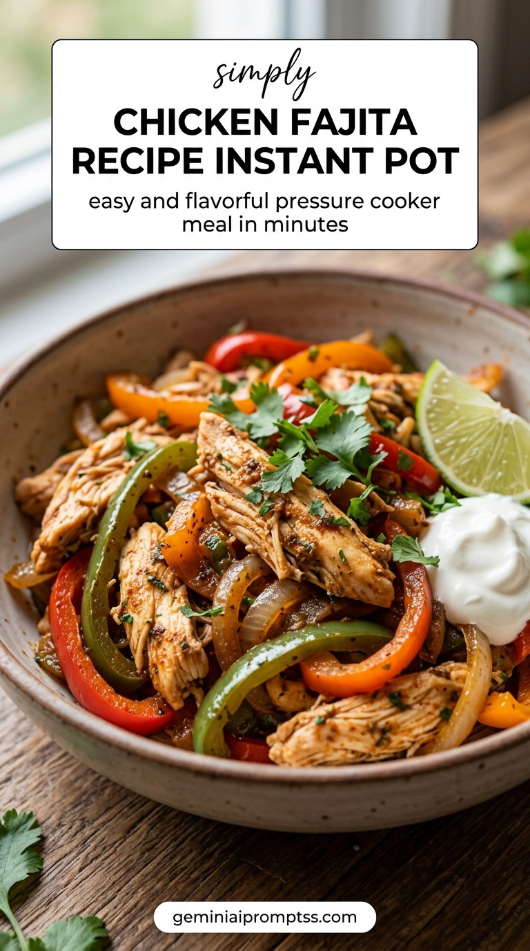 Chicken Fajita Recipe Instant Pot finished dish with bell peppers, onion