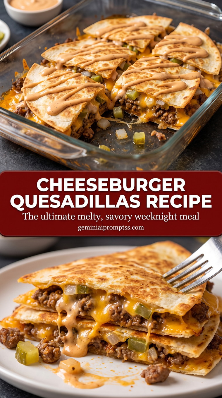 cheeseburger quesadillas with pickles with savory beef, cheddar, onions, and pickles inside a crisp tortilla