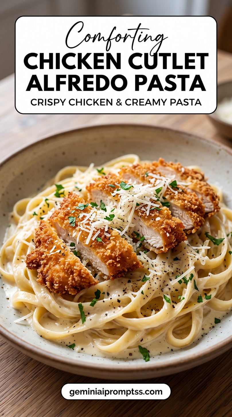 Parmesan-Crusted Chicken with Pasta with creamy sauce, chicken, pasta, Parmesan
