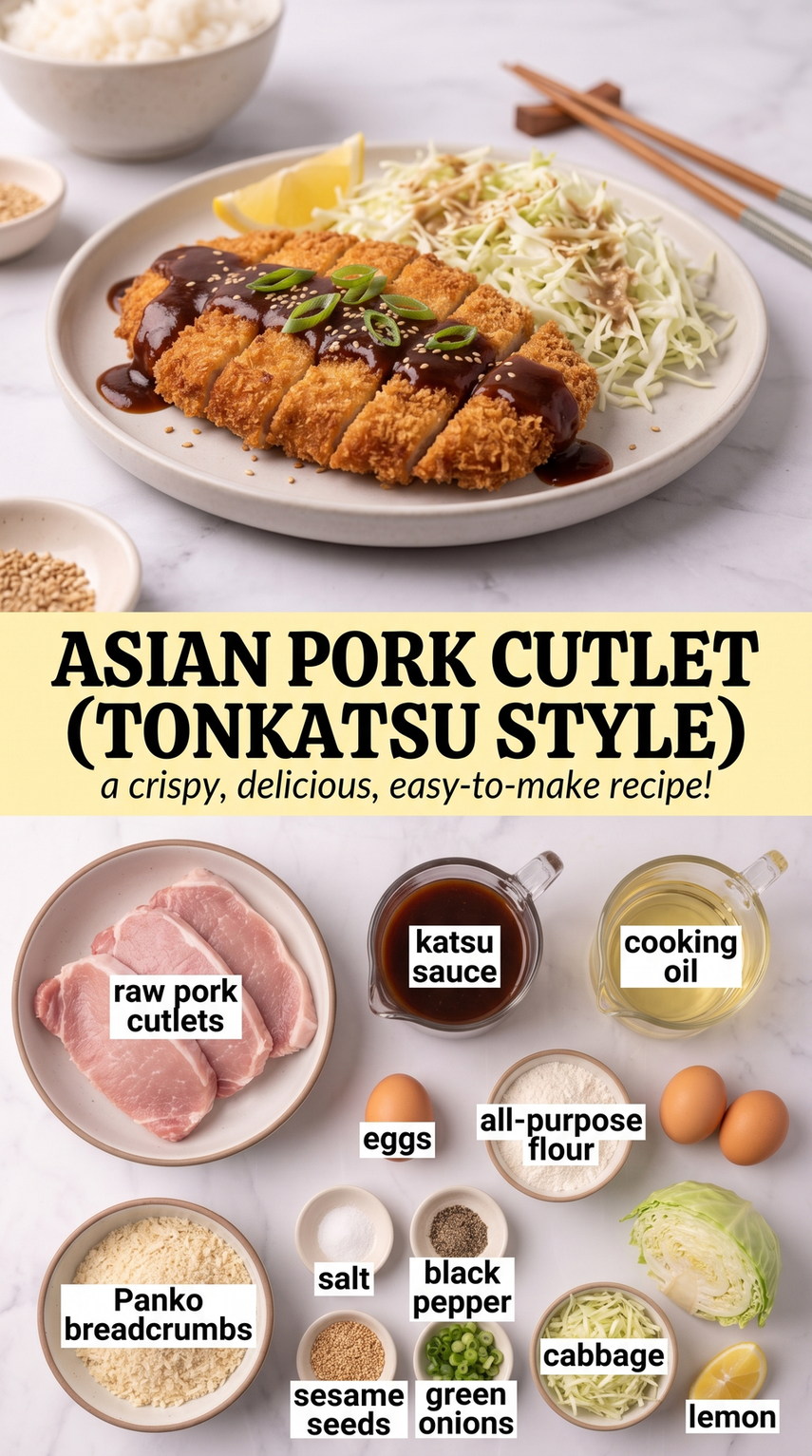 Asian Pork Cutlets with Ginger-Sesame Glaze prepared as a finished asian pork cutlet recipe recipe with browned cutlets ready to serve