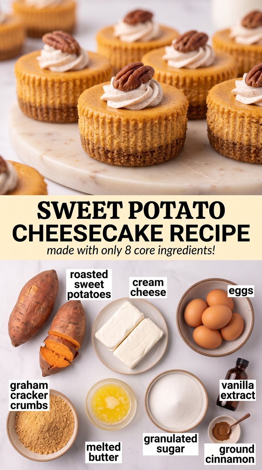 Sweet potato cheesecake recipe finished dish made with roasted sweet potatoes, cream cheese, and eggs