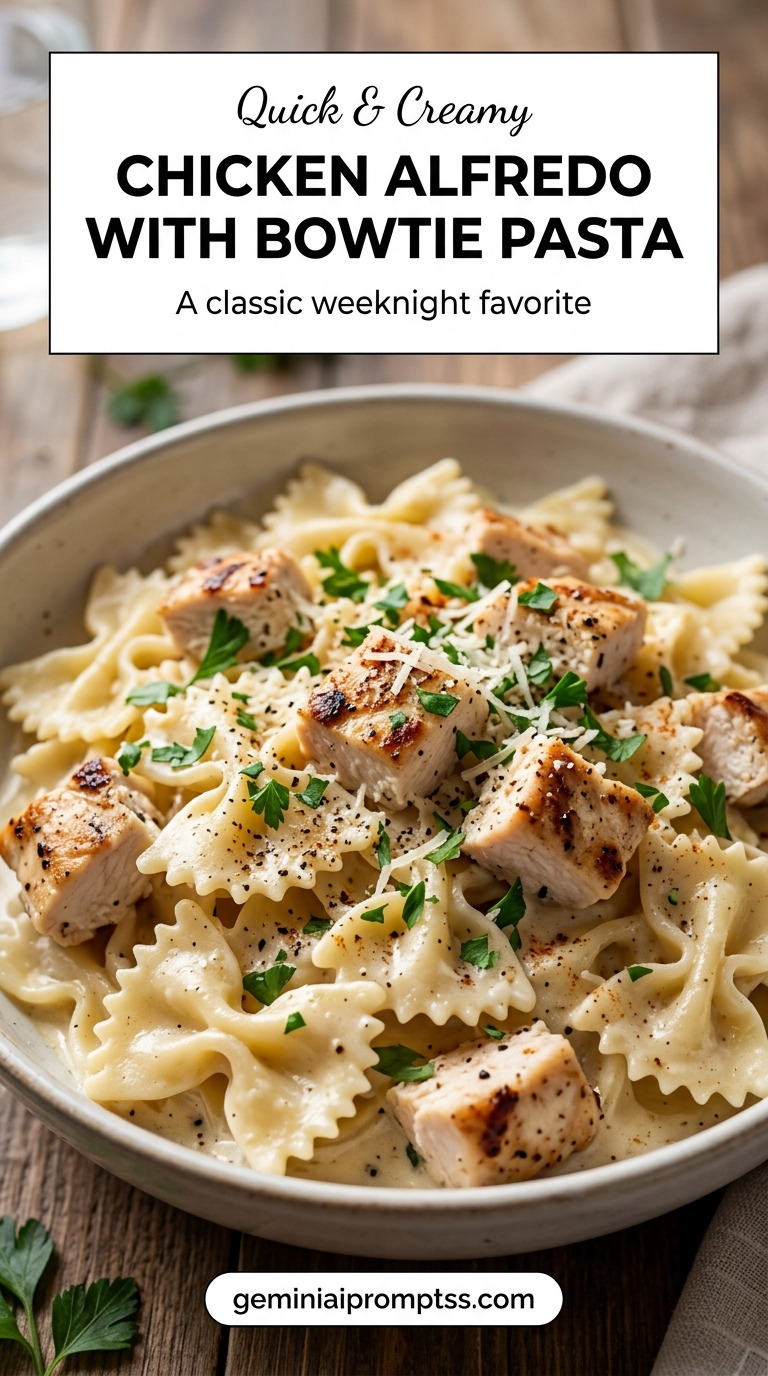 Chicken Alfredo with Bowtie Pasta finished recipe