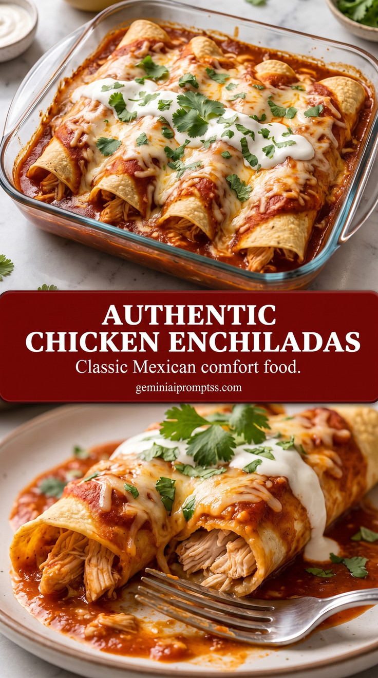 authentic-style chicken enchiladas with chile sauce with corn tortillas, chile sauce, chicken, onion, and cheese