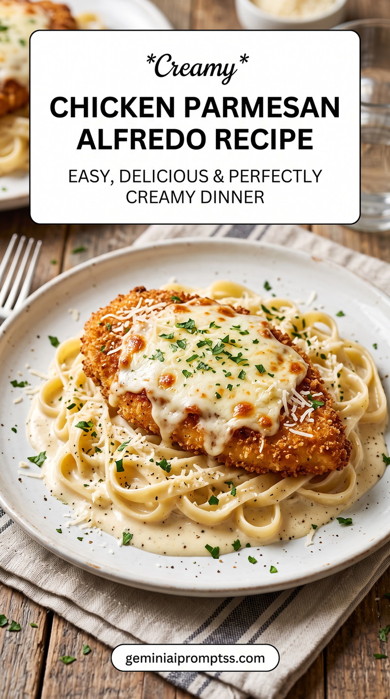 Creamy Chicken Parmesan with chicken, golden Parmesan crust, herbs, marinara