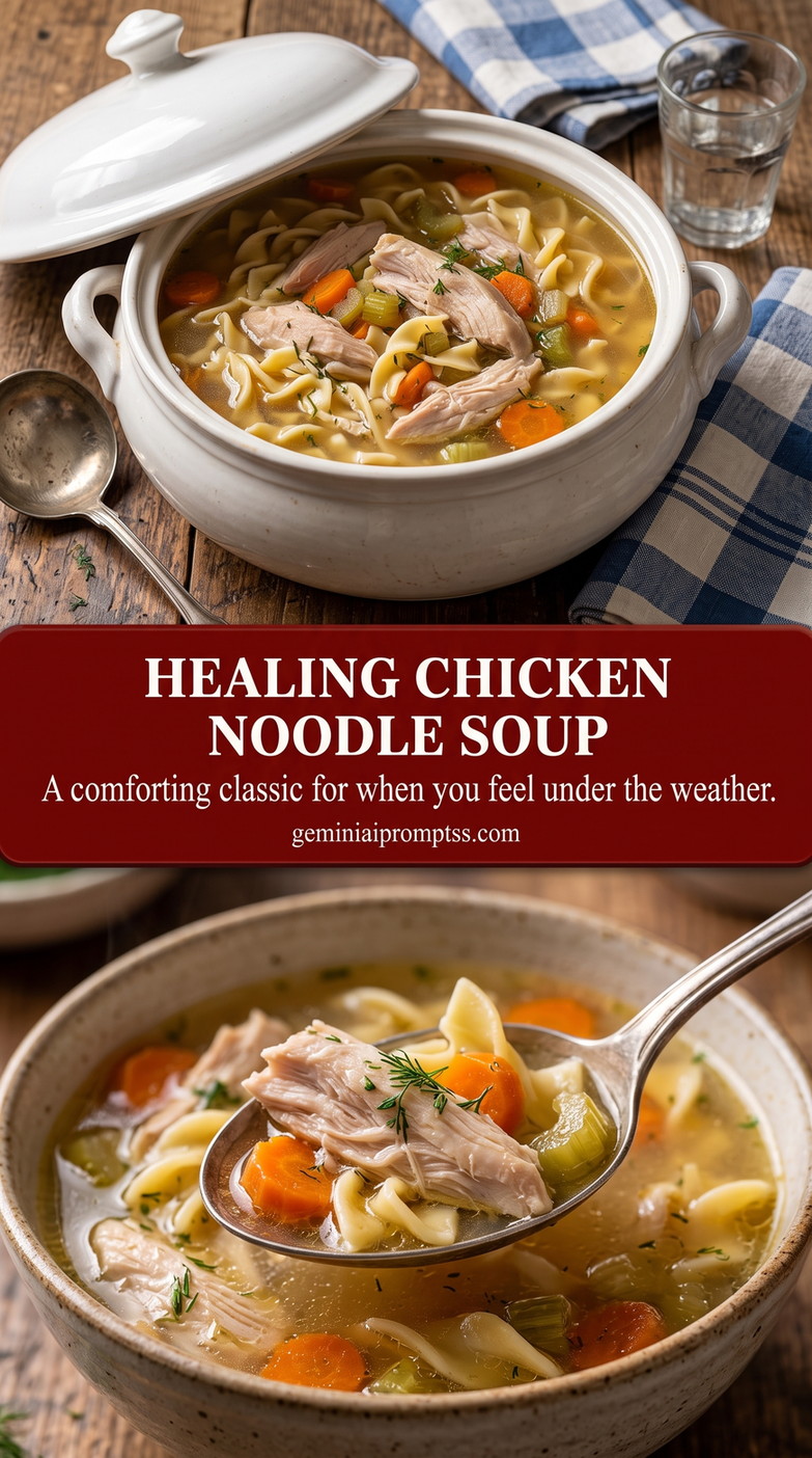 Ginger-Lemon Chicken Noodle Soup finished dish with ginger-lemon chicken noodle soup