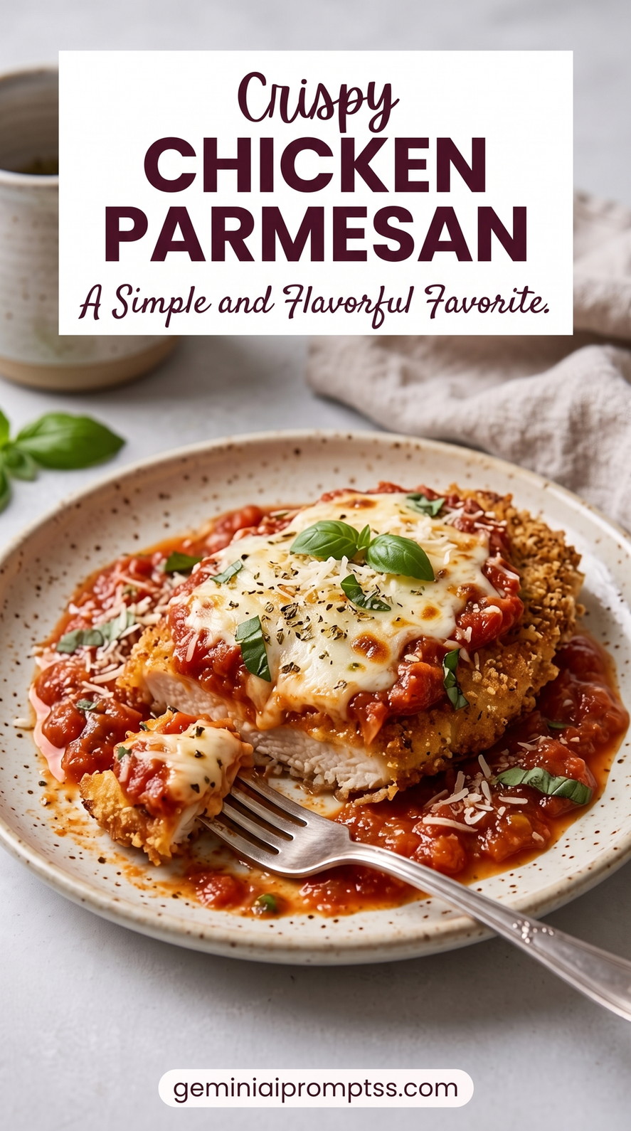 Best Oven-Baked Chicken Parmesan with chicken, golden Parmesan crust, herbs, marinara