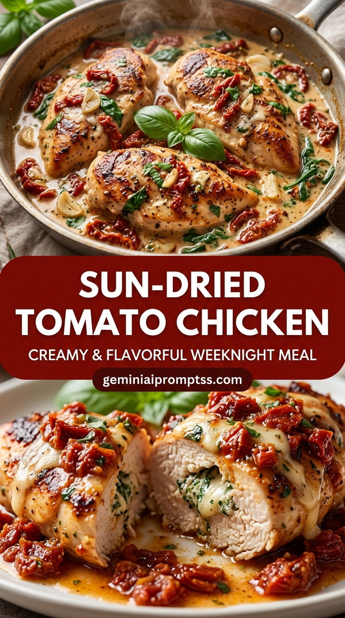 Sun-dried tomato chicken with tender chicken and savory tomato pan sauce