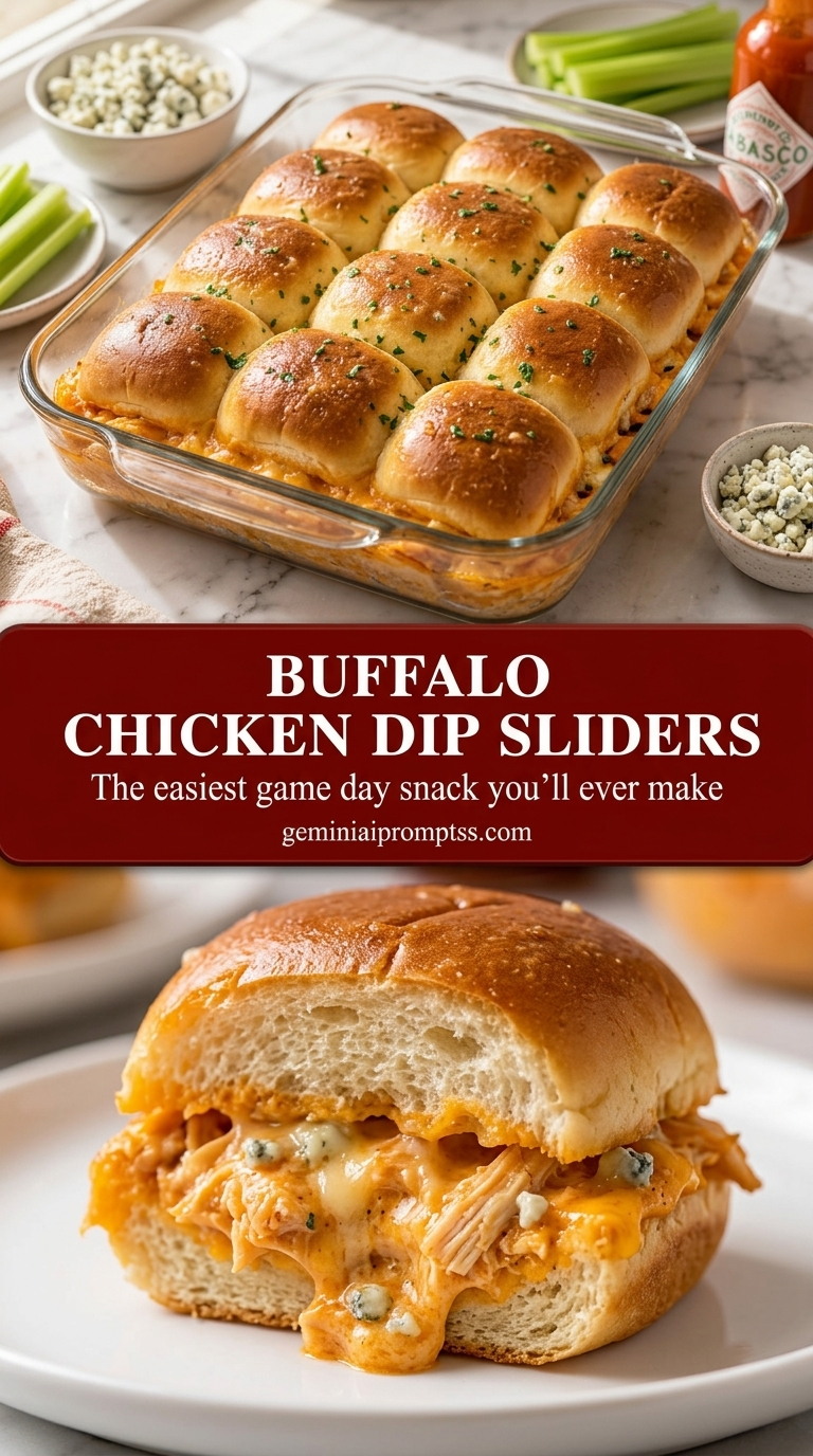 Buffalo chicken dip sliders with creamy buffalo sauce chicken dip, melted cheddar, and sesame slider buns