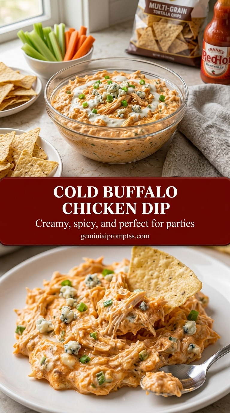 Cold buffalo chicken dip with creamy buffalo sauce chicken dip, melted feta, and dill