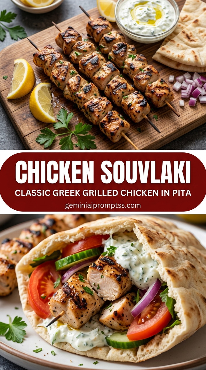 Chicken souvlaki with tender chicken and lemon-garlic yogurt sauce