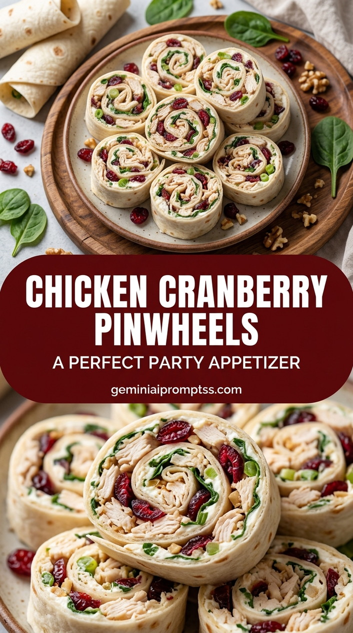 Chicken cranberry pinwheels with bite-size chicken pieces with browned edges, glossy sauce, and fresh garnish